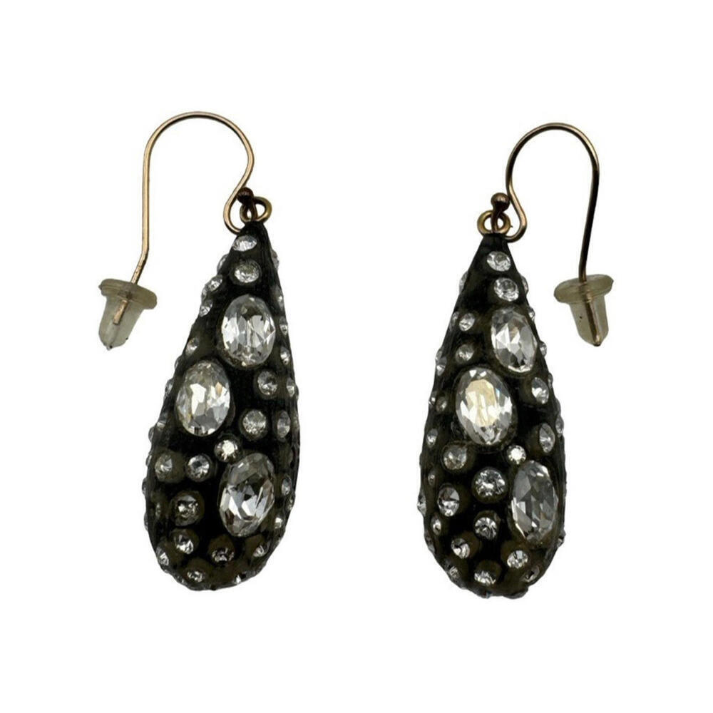 Alexis Bittar Lucite Diamond Dust Dew Drop Earrings Black Clear